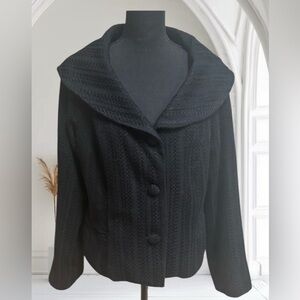 PIERRE CARDIN BLACK TEXTURED BUSINESS FORMAL SHAWL NECK COLLAR SUIT BLAZER SZ 16